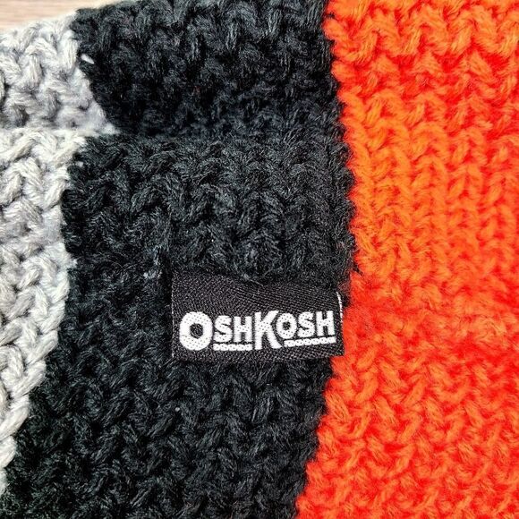 Oshkosh Boy's Orange Black & Gray Stripe Knit Toque Winter Hat Medium - Picture 4 of 7